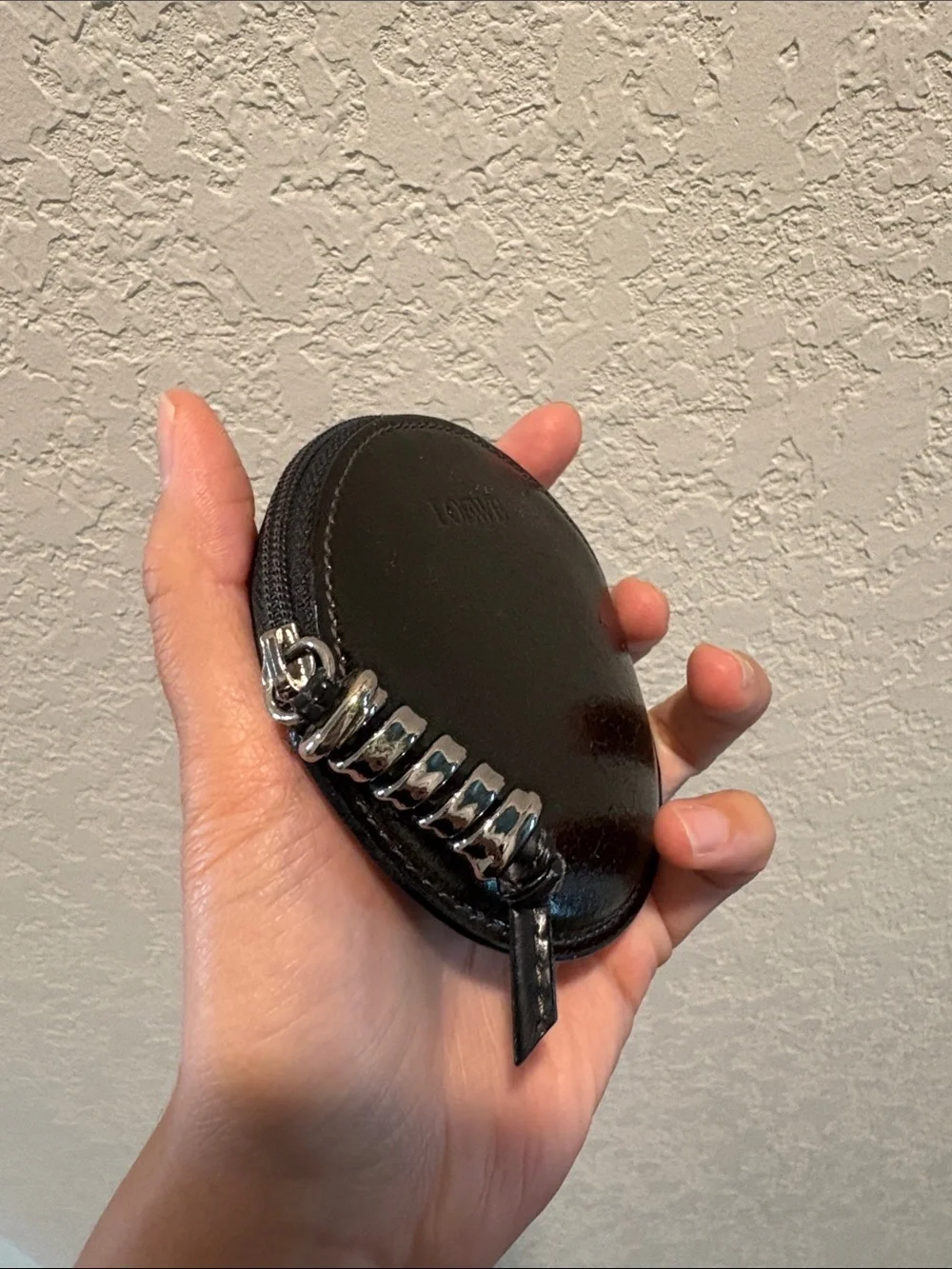 Loewe Black Glossy Round Coin Pouch